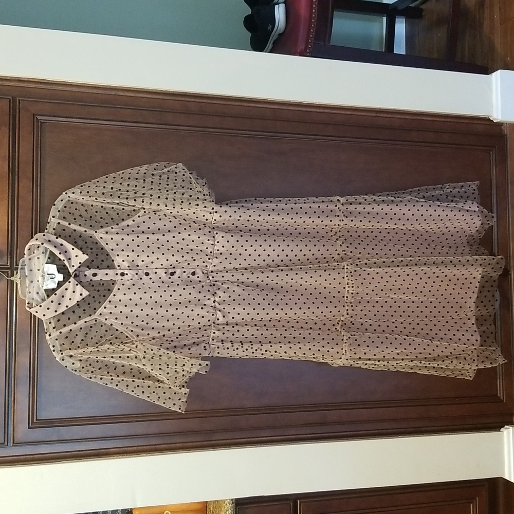 Dotted Darling Mini Dress Blush Pink Black Sz 12 Vintage Inspire Retro MISS BELT